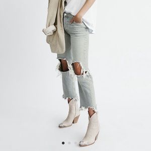 Free People Maggie Mid Rise Straight Leg Jean in Paradise Blue
